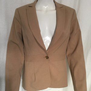 BARNEYS NEW YORK ONE BUTTON BEIGE BLAZER SZ:6